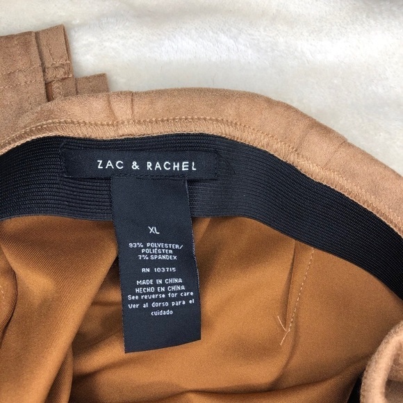 NWT Zac & Rachel Suede Tan Slim Ankle Pant Sz XL - Picture 7 of 7